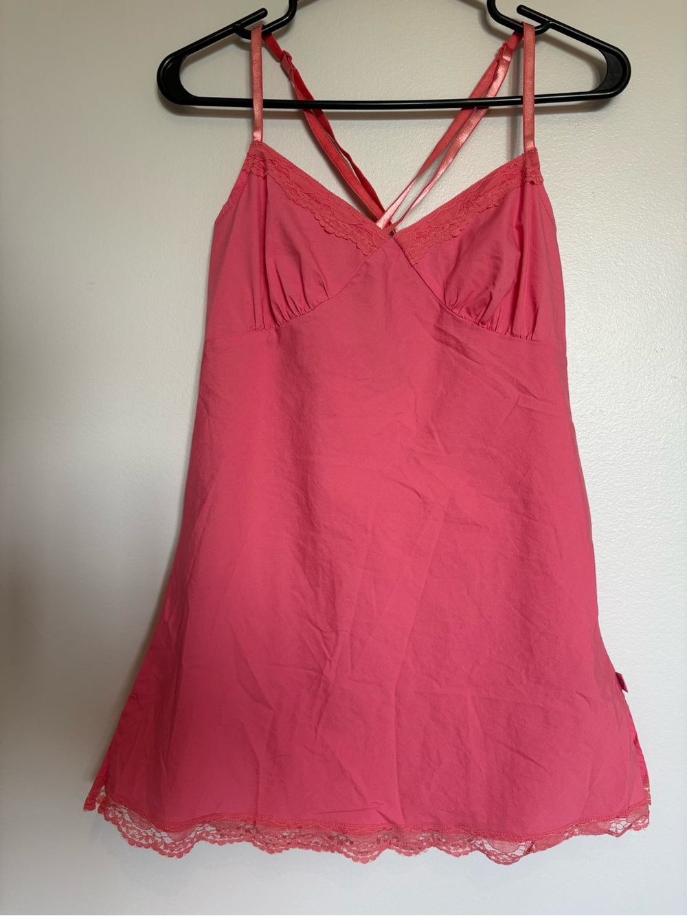 twik pink lace trim slip dress